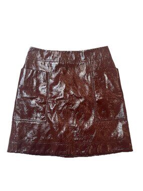 Maeve Anthropologie Burgundy Patent Leather Mini Skirt Sz 2 Y2K Mod Retro Sleaze